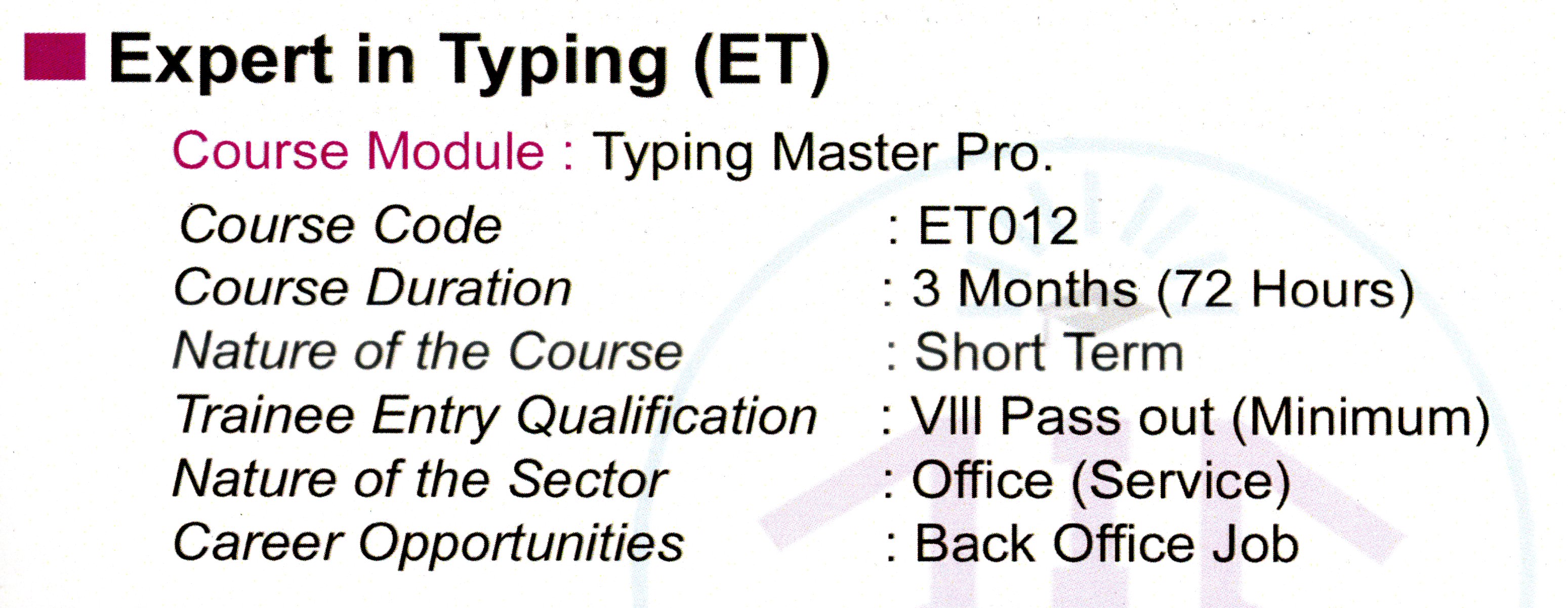 Expert in Typing (ET)